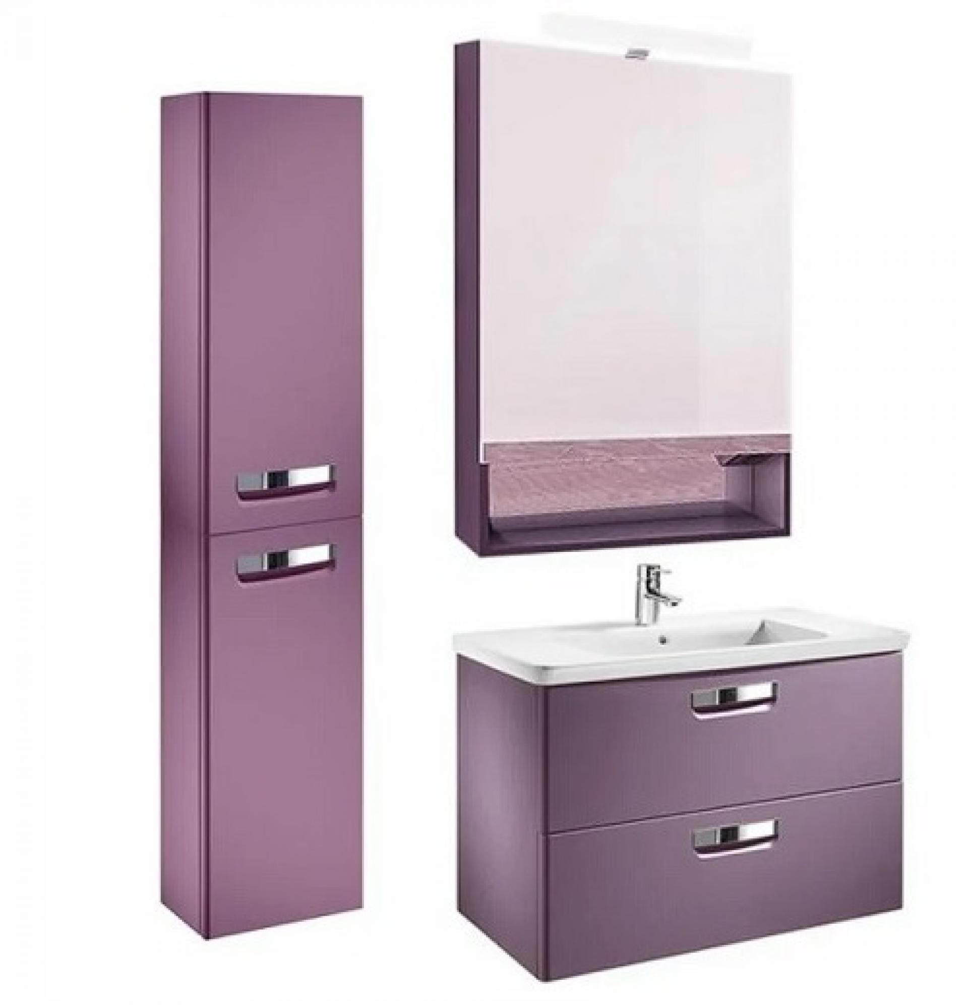 Комплект мебели 60 см Roca Gap фиолетовый, с подсветкой + шкаф-пенал левый