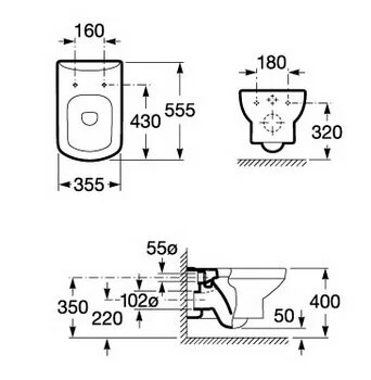 Фото: Инсталляция Grohe с унитазом Roca Dama Senso 346517000, сиденье микролифт, комплект  38775001/7.3465.1.700.0/Z.RU93.0.282.0 Roca в каталоге