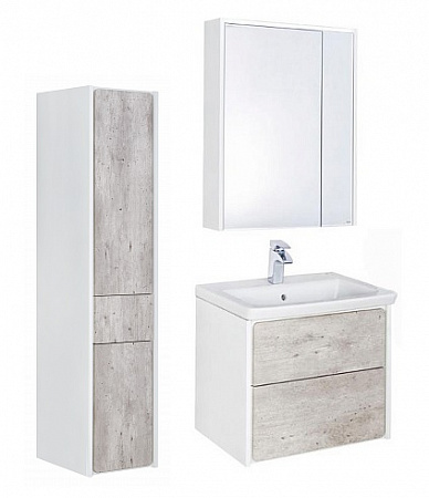 Фото: Комплект мебели 70 см Roca Ronda бетон/белый глянец + шкаф-пенал левый Roca в каталоге
