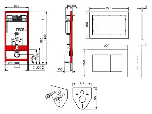 Фото: Инсталляция Tece с унитазом Roca Meridian-N Compact 346248000, сиденье микролифт, комплект Roca в каталоге